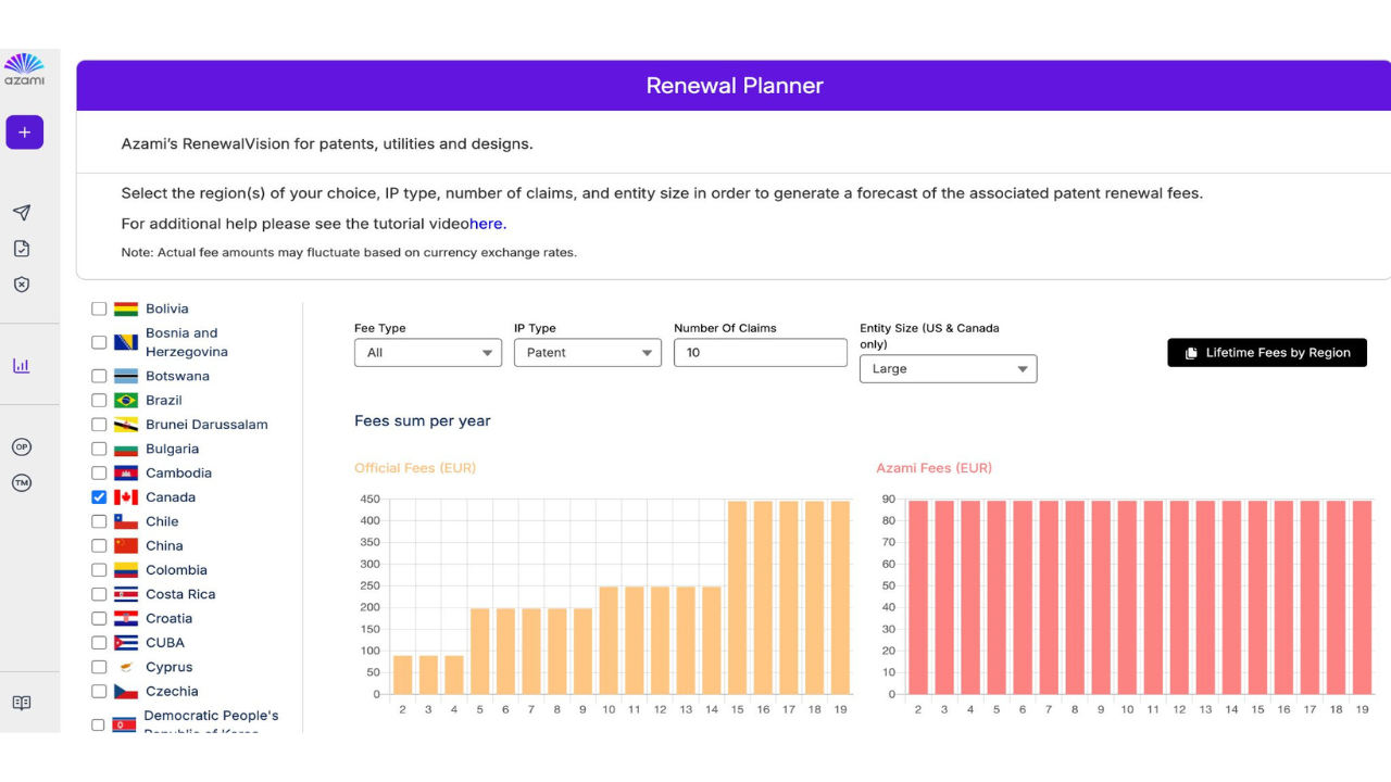 screenshot of Azami Renewals System